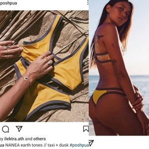 Nwt Posh Pua nANeA taxi + dusk color block bikini L top, s bottom